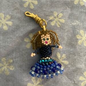 Adorable handcrafted beaded doll keychain or backpack charm